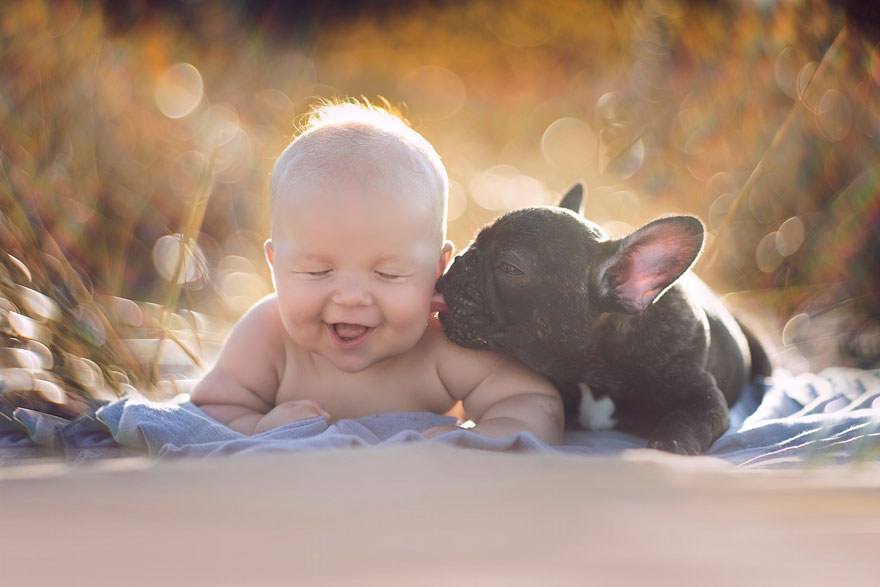 La hermosa historía del bebe y perro nacidos el mismo día
