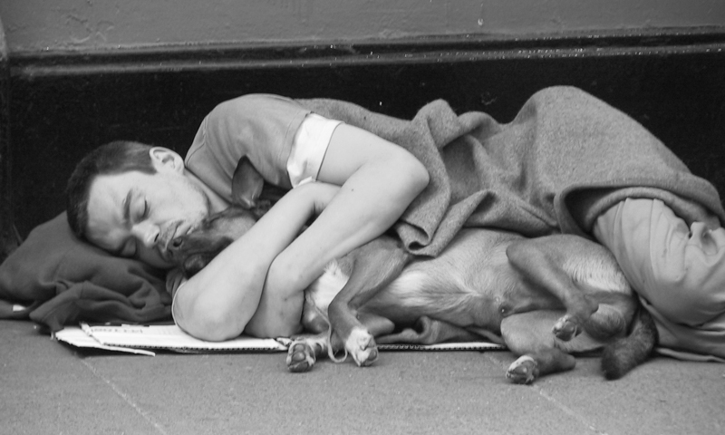 Hombre sin hogar salva perro