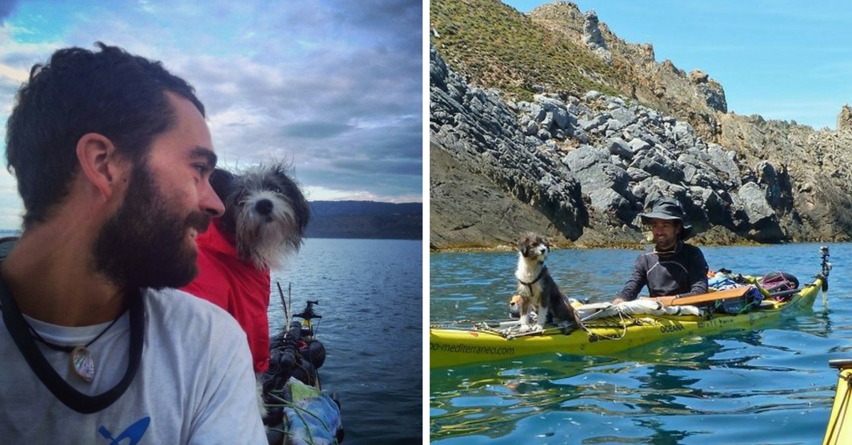navega en kayak con perro